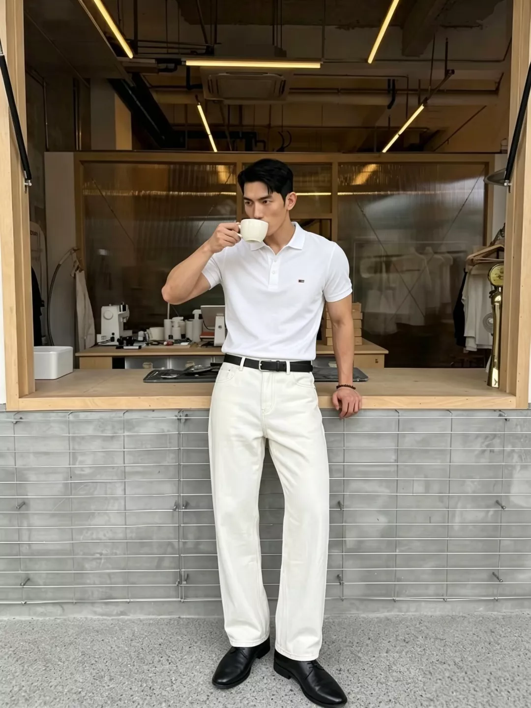 톰브라운 자수 로고 반소매 카라 티셔츠 상세 이미지 9