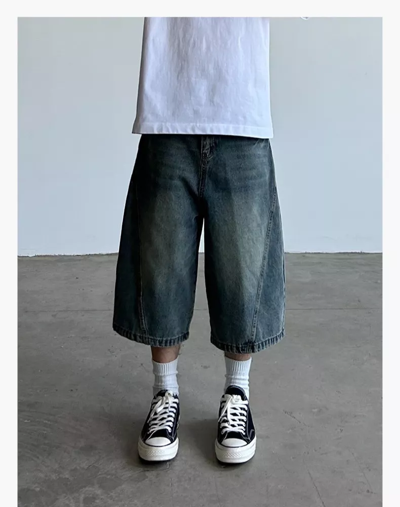 클린핏 빈티지 워싱 절개 데님 하프 팬츠 상세 이미지 29