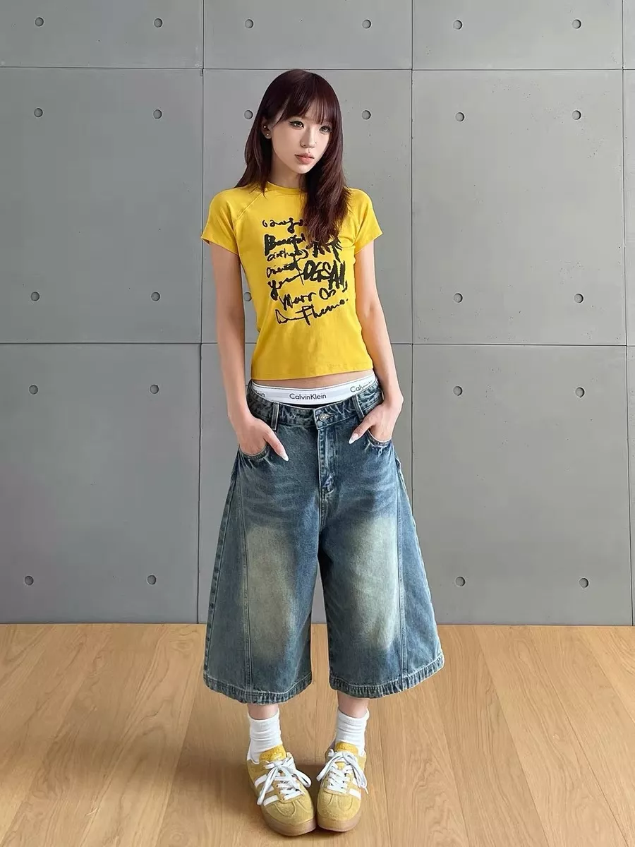 클린핏 빈티지 워싱 절개 데님 하프 팬츠 상세 이미지 26