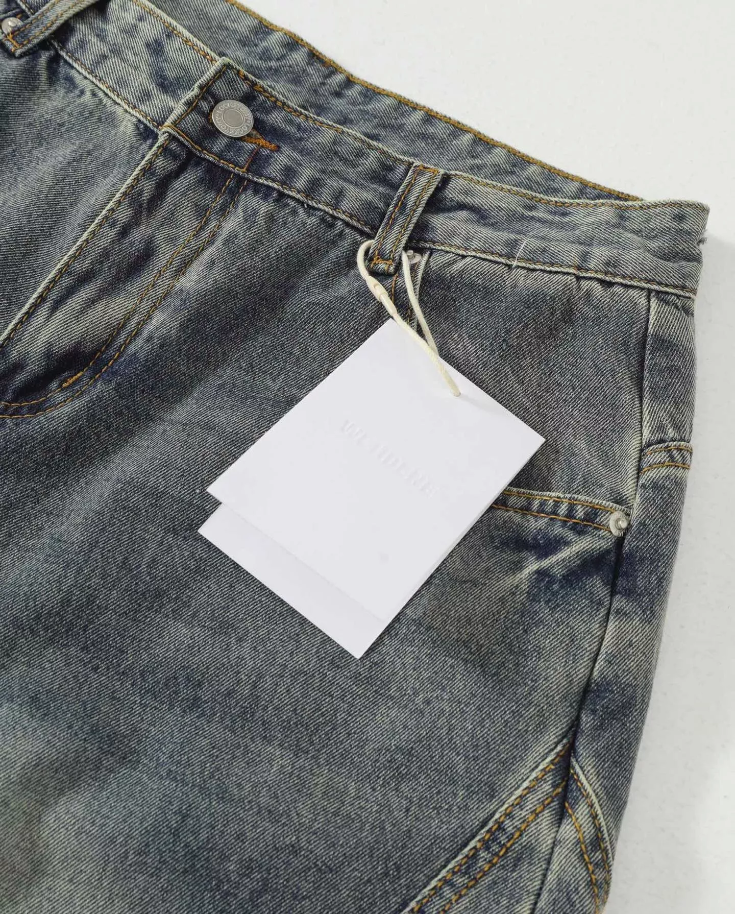 클린핏 빈티지 워싱 절개 데님 하프 팬츠 상세 이미지 7