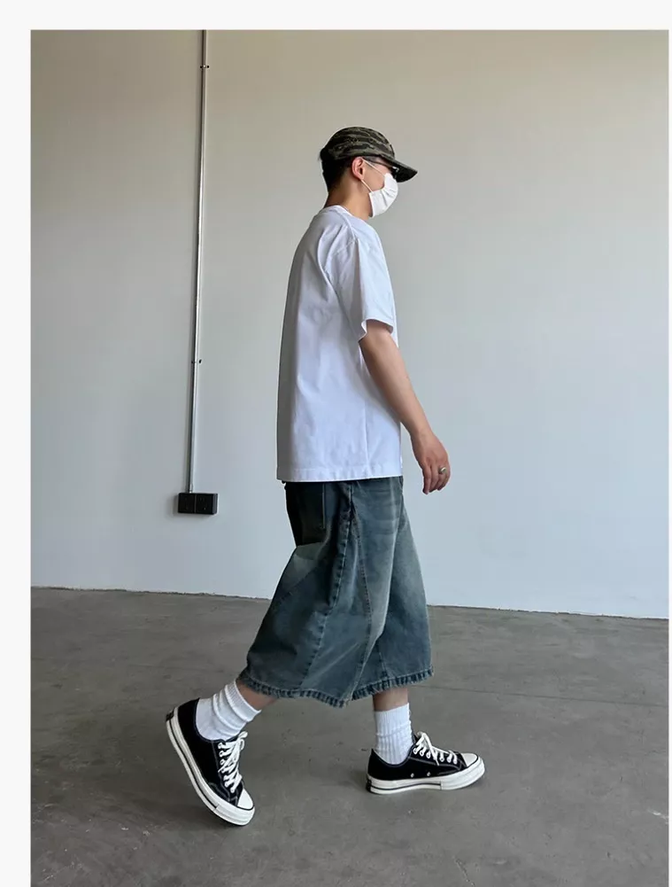 클린핏 빈티지 워싱 절개 데님 하프 팬츠 상세 이미지 24