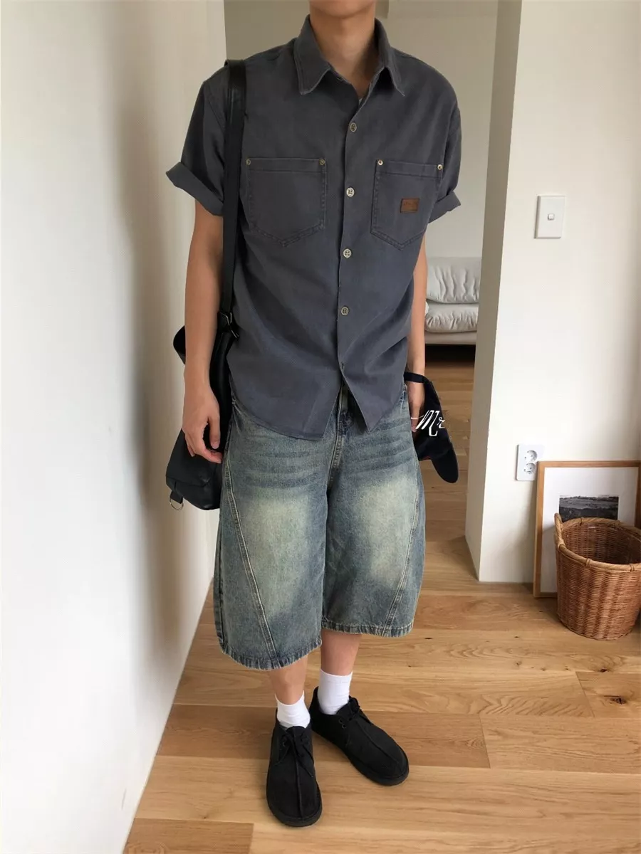 클린핏 빈티지 워싱 절개 데님 하프 팬츠 상세 이미지 22