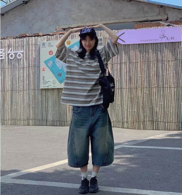 클린핏 빈티지 워싱 절개 데님 하프 팬츠 상세 이미지 17