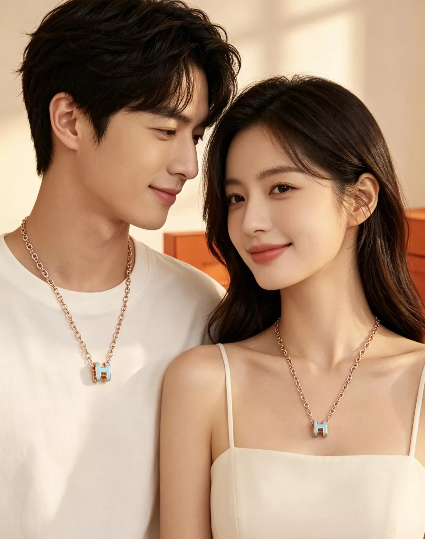에르메스 H 레터 장식 타원 시리즈 목걸이 상세 이미지 6