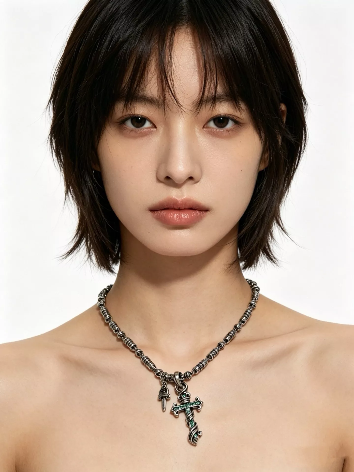 크롬하츠 크로스 펜던트 장식의 빈티지 무드 체인 목걸이 상세 이미지 7