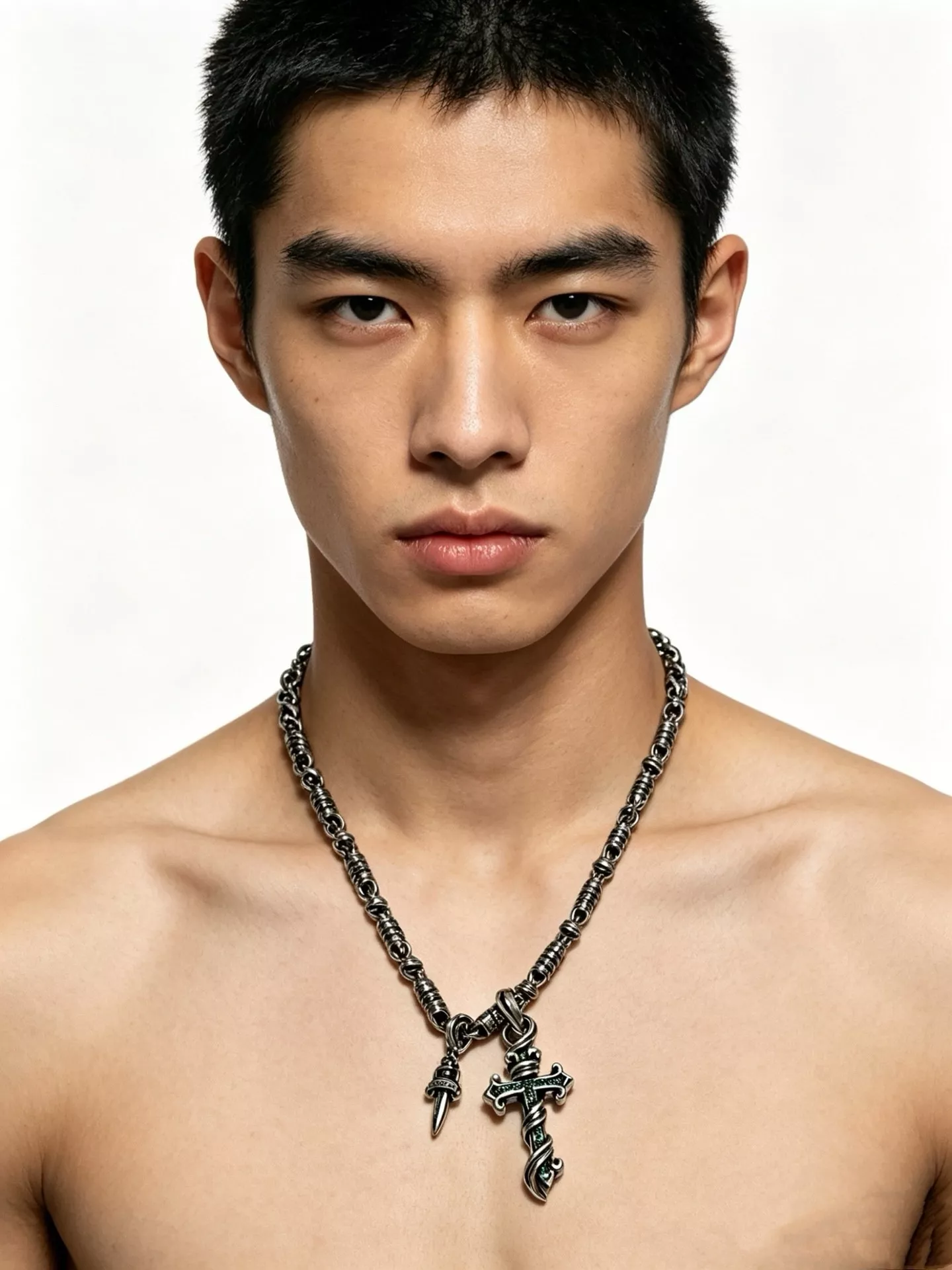 크롬하츠 크로스 펜던트 장식의 빈티지 무드 체인 목걸이 상세 이미지 8