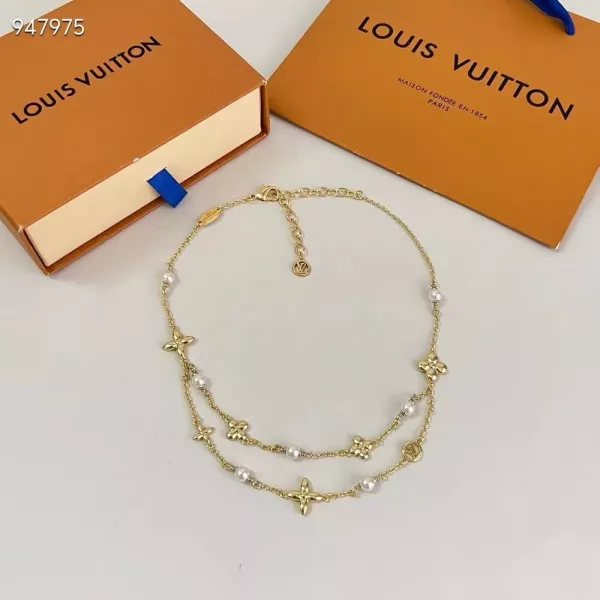 루이비통 아이코닉 LV 사엽초 더블 레이어 목걸이