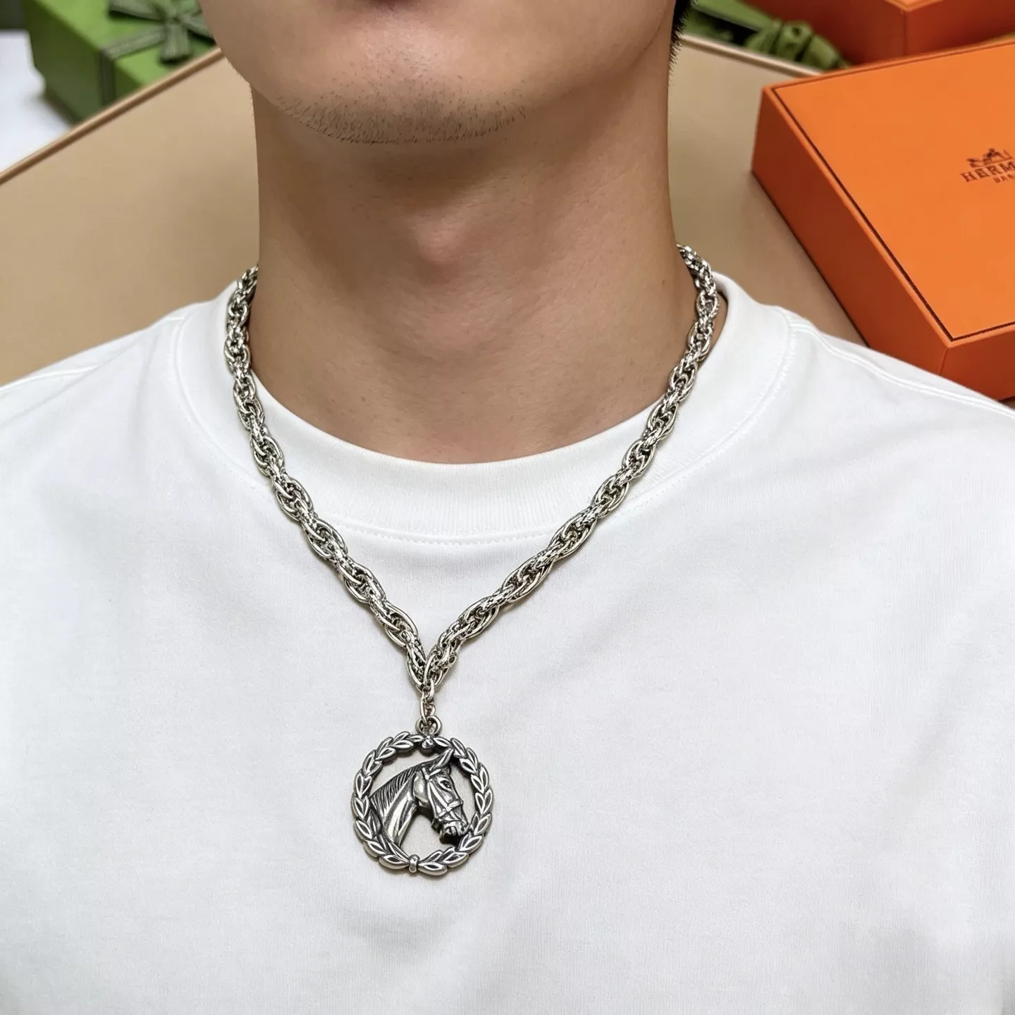 에르메스 에이치 모티브 펜던트 목걸이 상세 이미지 3