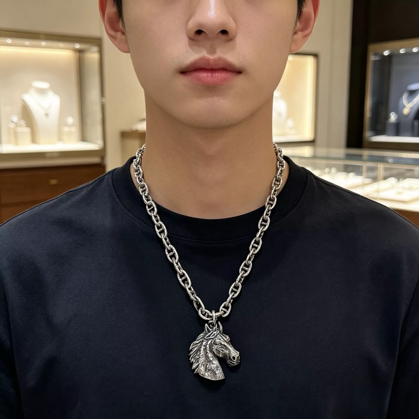 에르메스 돼지코 H 모티브 체인 목걸이 상세 이미지 3