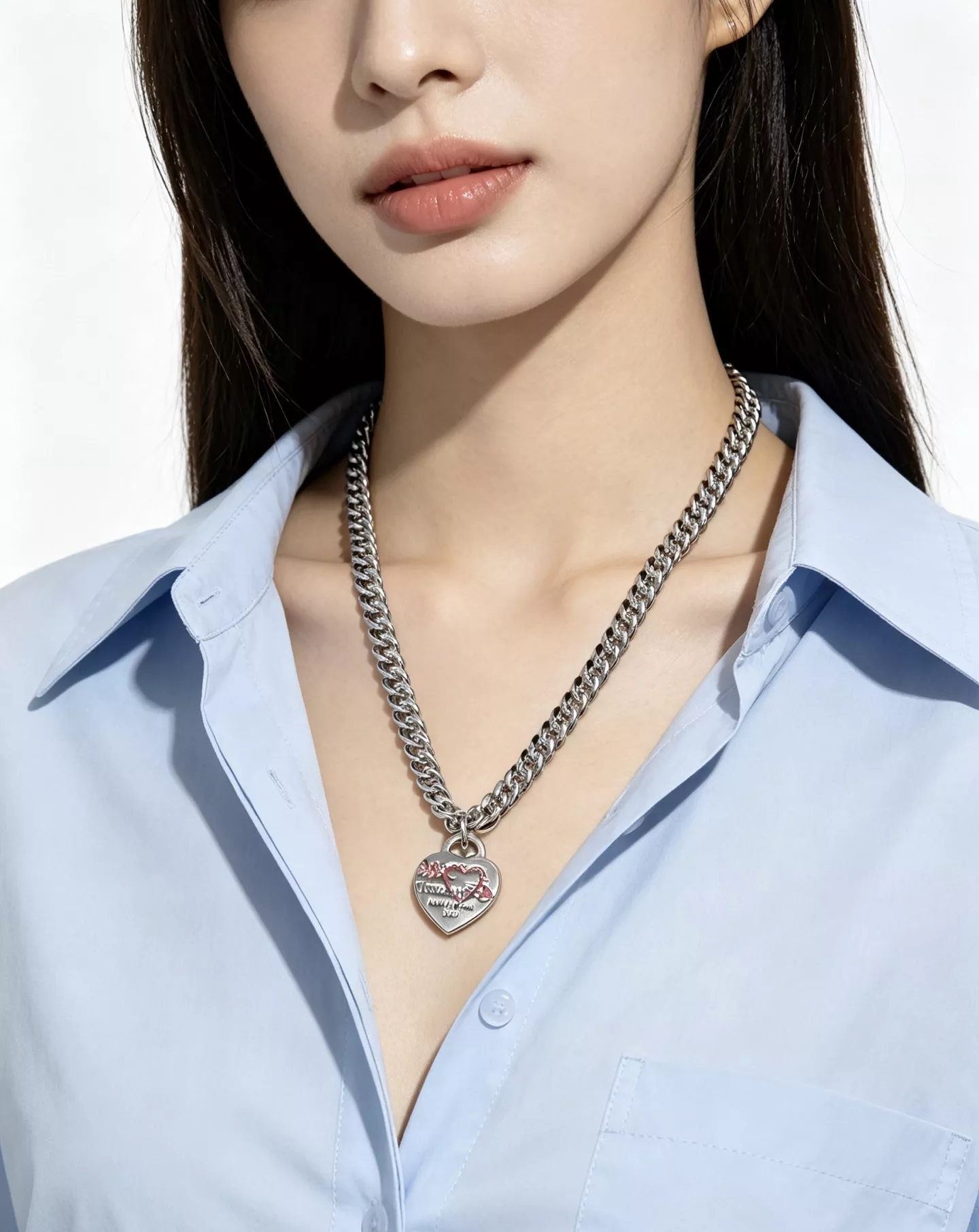 티파니앤코 하트 펜던트 실버 체인 목걸이 상세 이미지 3
