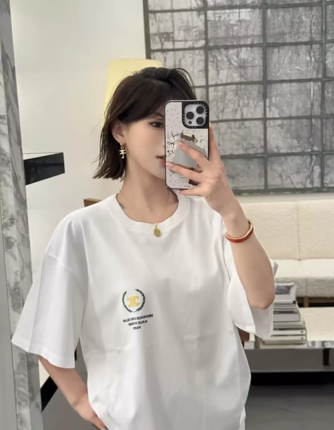 셀린느 골드 펜던트 장식 타원형 목걸이 상세 이미지 11