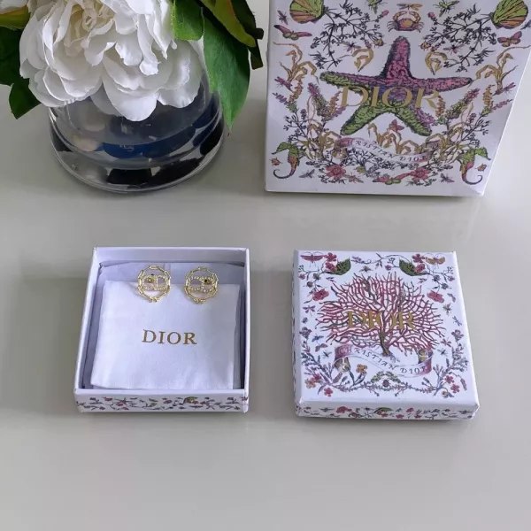 디올 대나무 링 보우 장식 CD 이어링