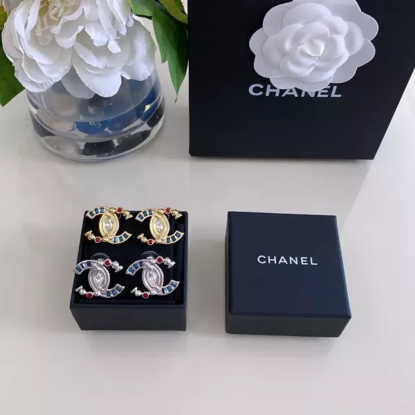 샤넬 더블 C 컬러 스톤 이어링