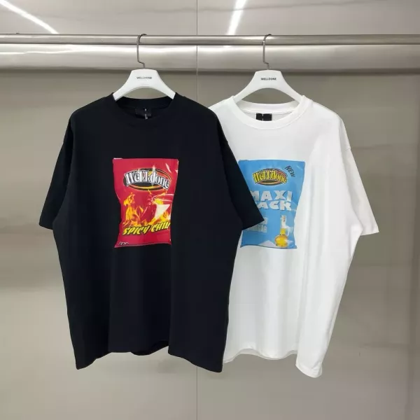 웰던 칩스 프린팅 루즈핏 라운드넥 반소매 티셔츠
