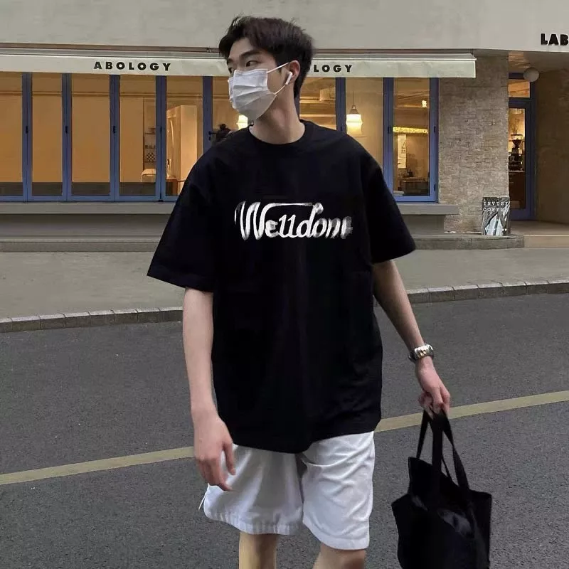 웰던 블러 레터링 루즈핏 라운드넥 반소매 티셔츠 상세 이미지 26
