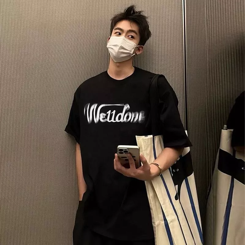 웰던 블러 레터링 루즈핏 라운드넥 반소매 티셔츠 상세 이미지 21
