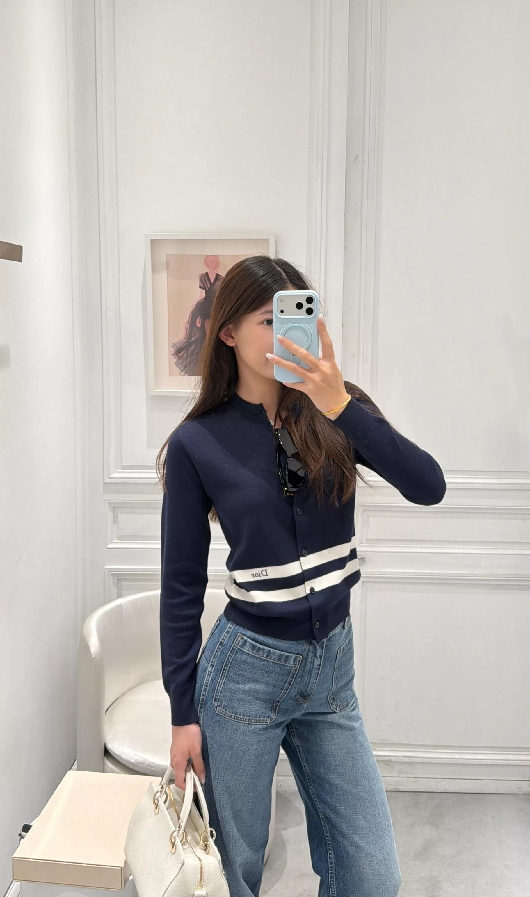 디올 자카드 레터링 자수 니트 가디건 상세 이미지 19