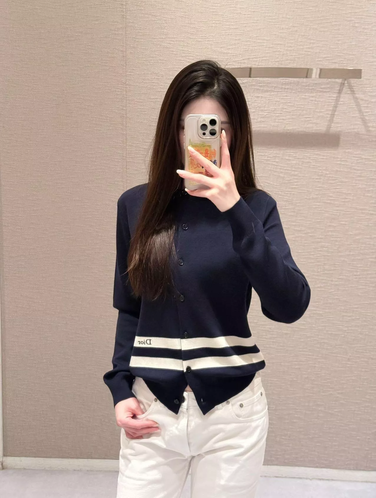 디올 자카드 레터링 자수 니트 가디건 상세 이미지 22