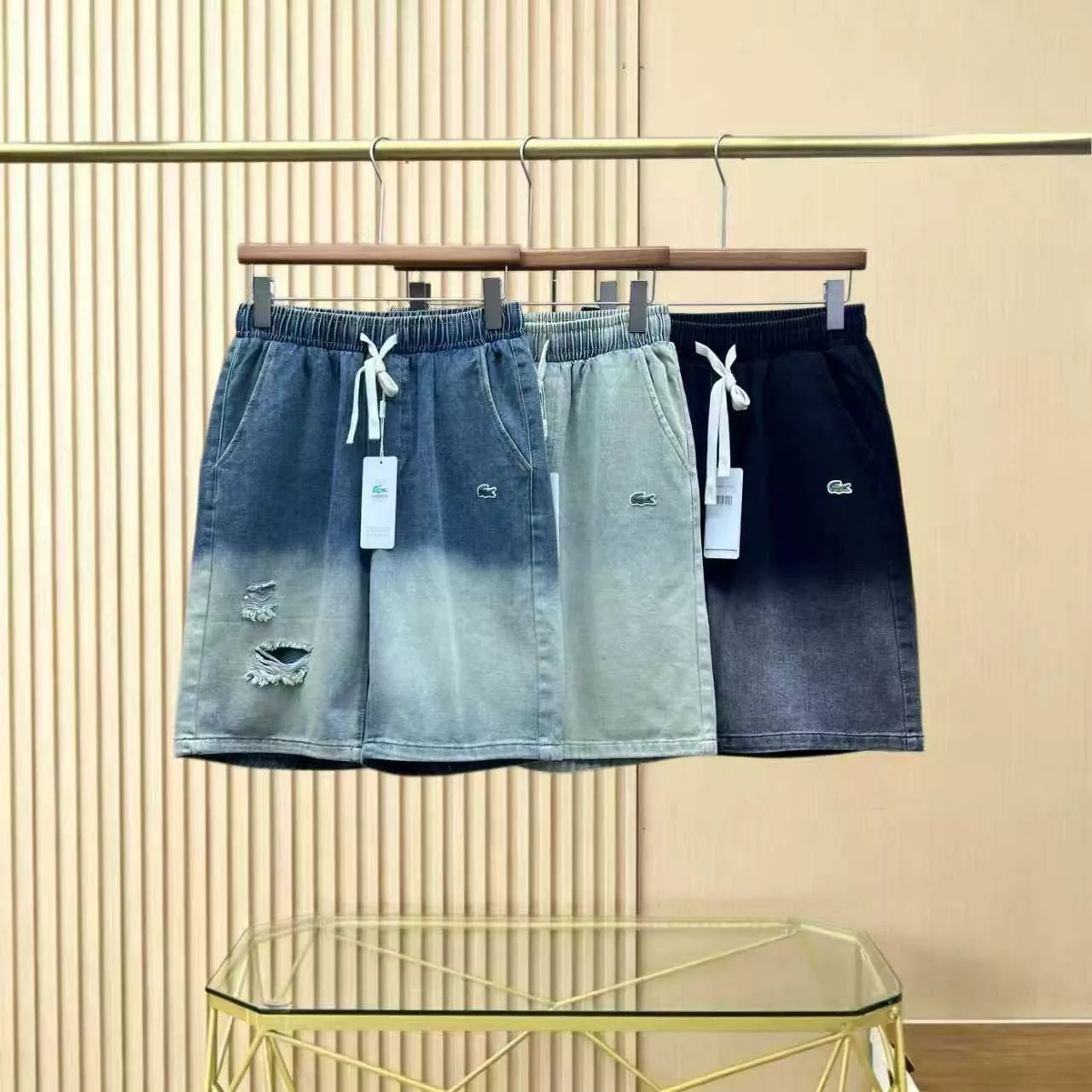 라코스테 남성 데님 5부 반바지 상세 이미지 5