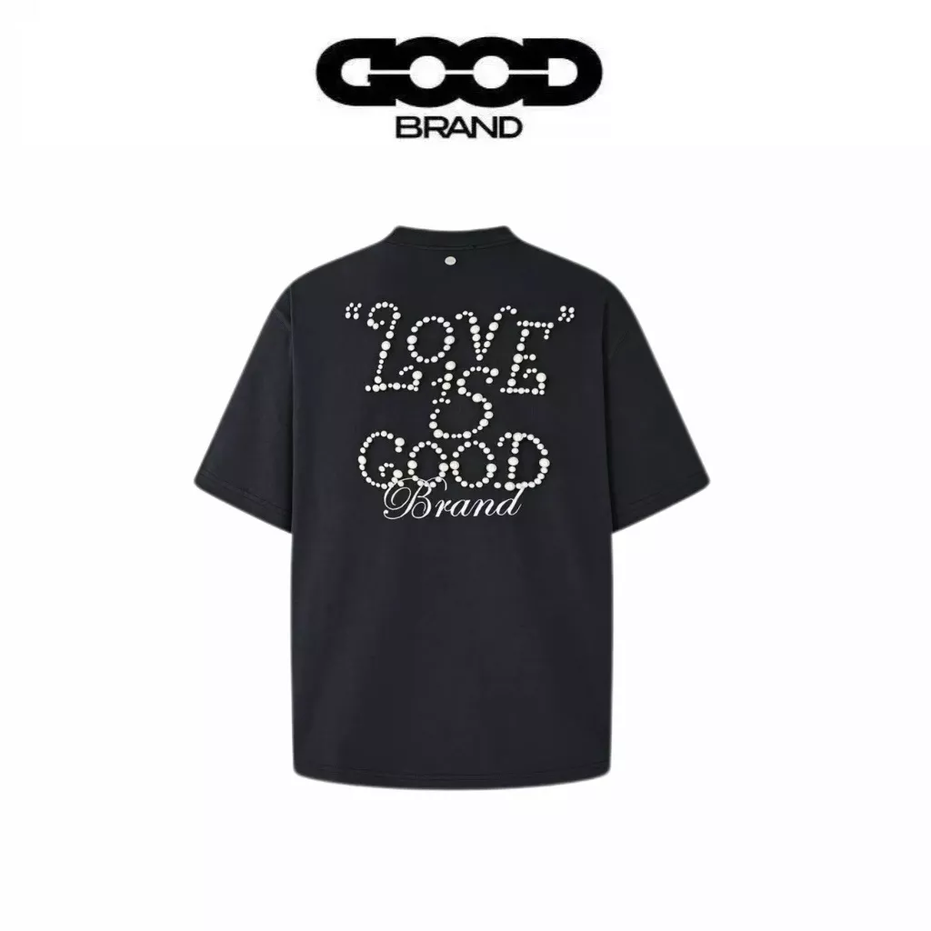굿브랜드 진주 장식 레터링 반소매 티셔츠 상세 이미지 4