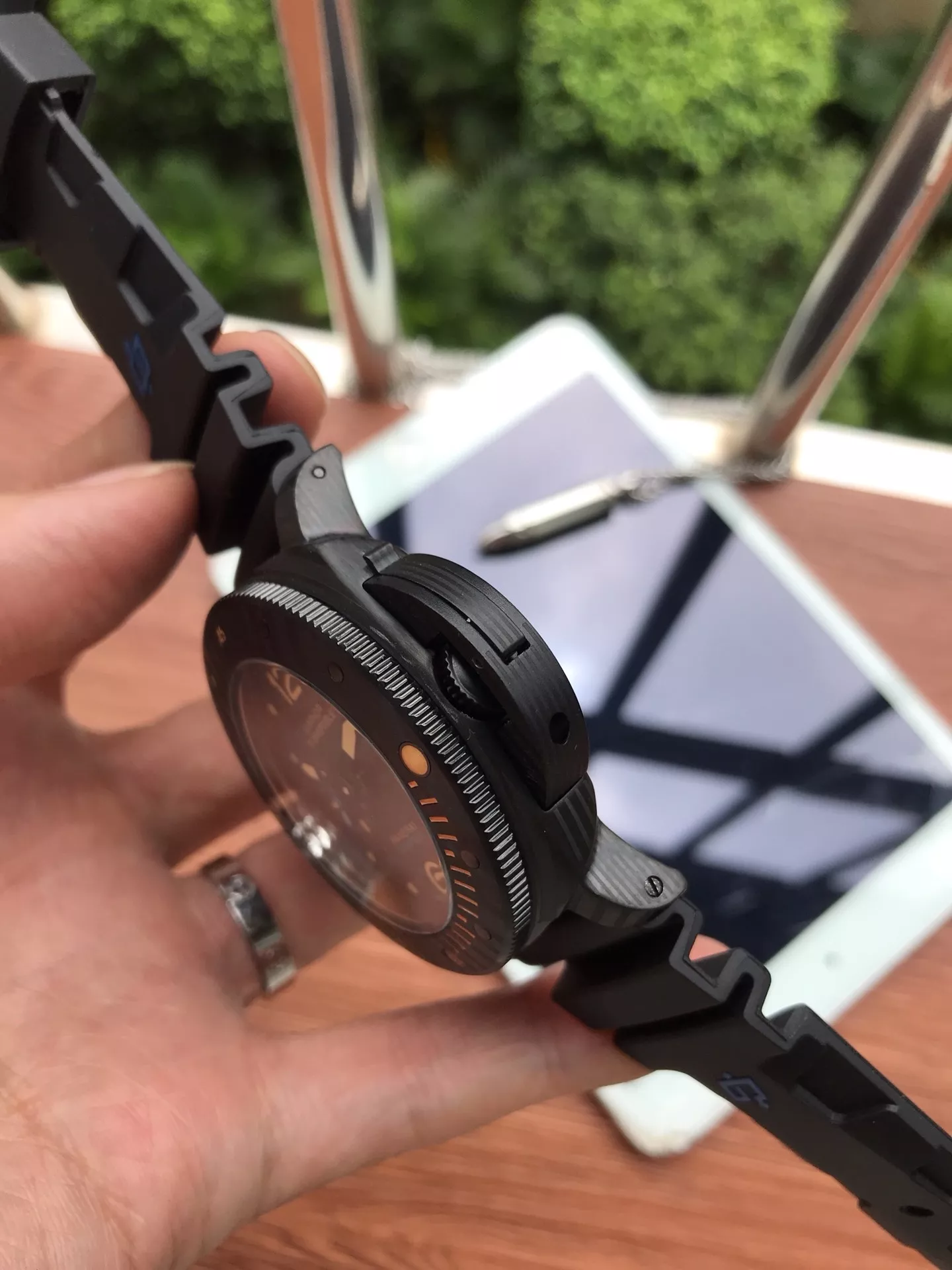 파네라이 루미노르 서브머저블 47mm 기계식 러버 스트랩 워치 상세 이미지 6