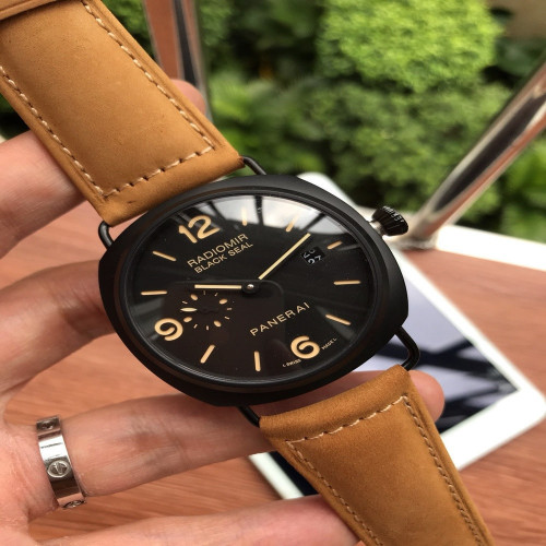 파네라이 1950 시리즈 44mm 가죽 스트랩 오토매틱 워치