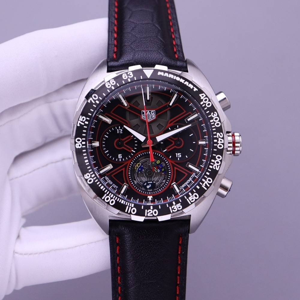 태그호이어 까레라 46mm 316L 스틸 VK 무브먼트 가죽 워치