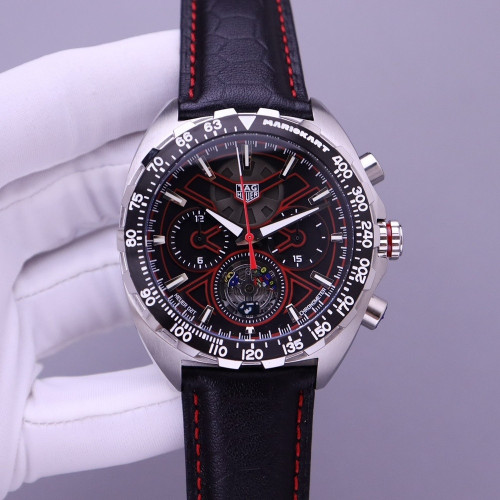 태그호이어 까레라 46mm 316L 스틸 VK 무브먼트 가죽 워치