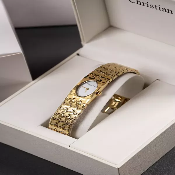 디올 하운드투스 패턴 빈티지 메탈 뱅글 워치