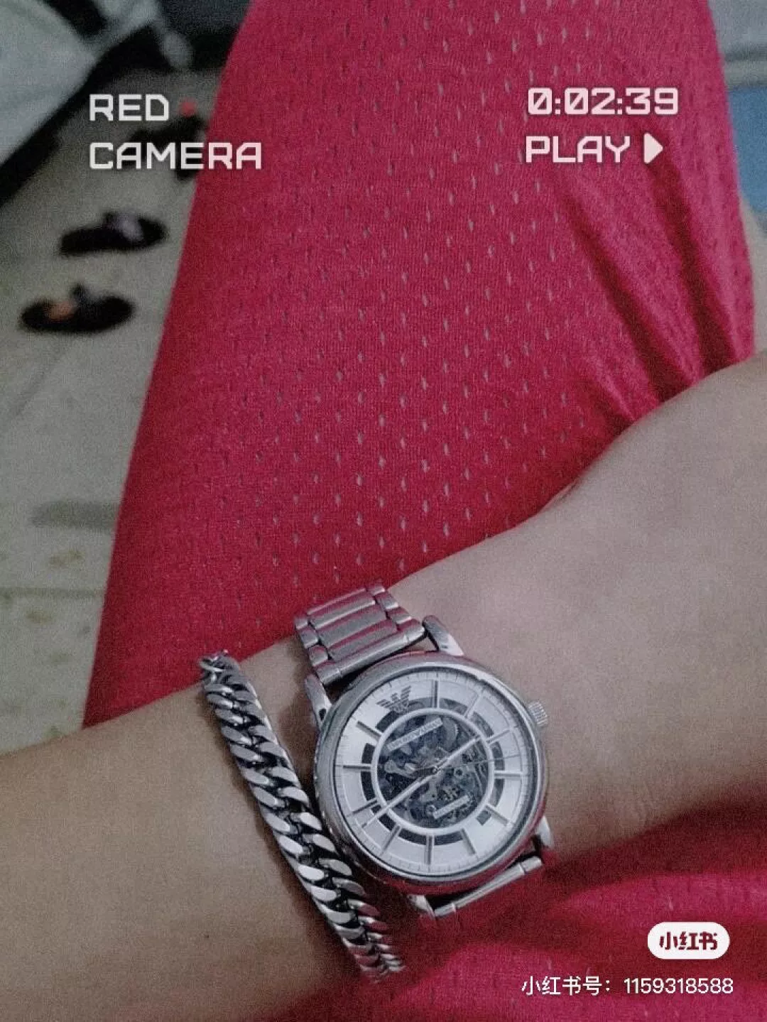 아르마니 40mm 스테인리스 브레이슬릿 기계식 워치 상세 이미지 11
