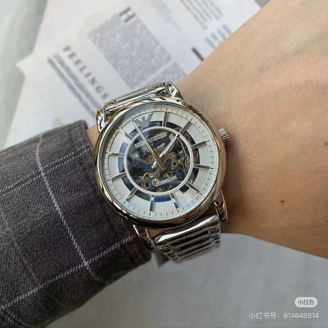 아르마니 40mm 스테인리스 브레이슬릿 기계식 워치 상세 이미지 14