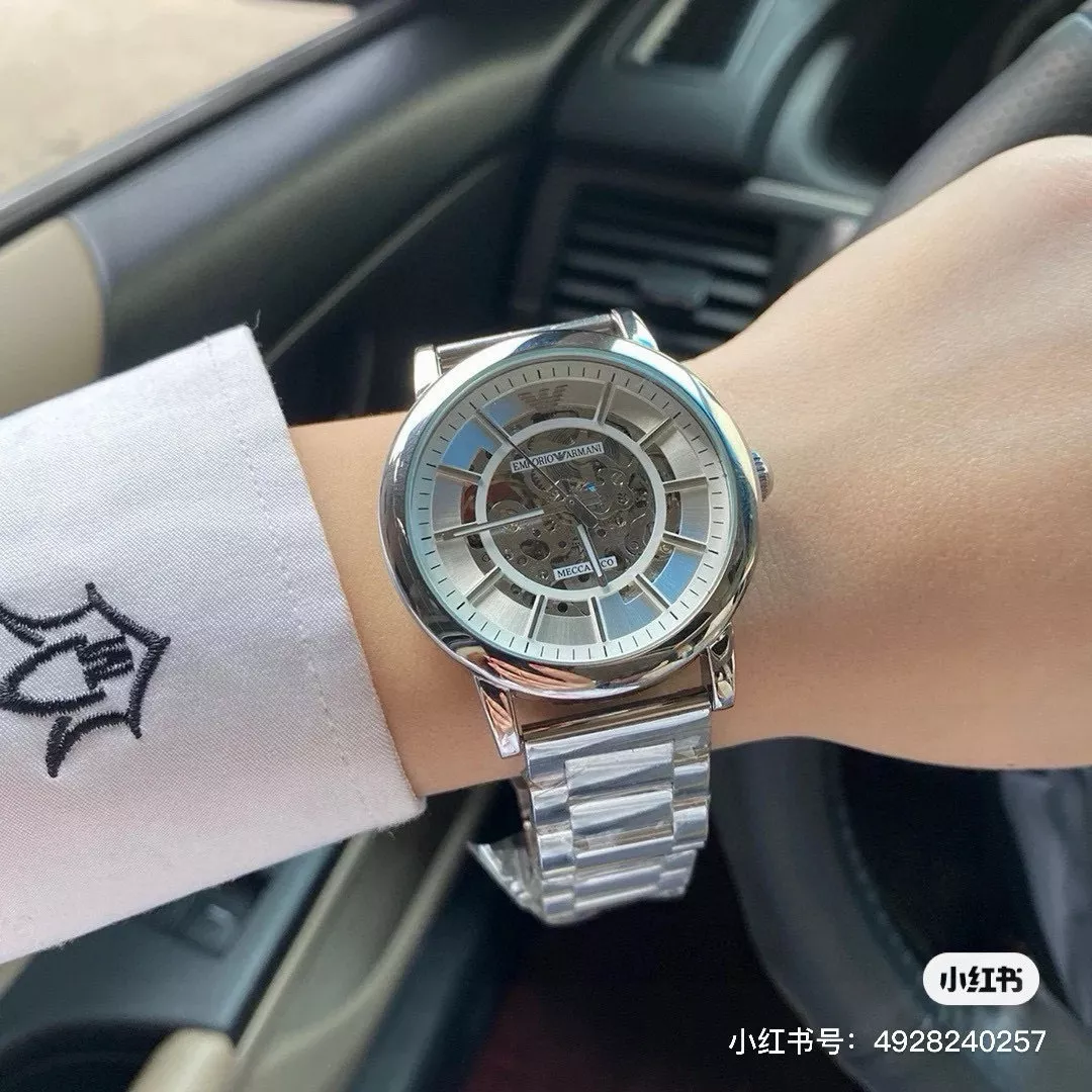 아르마니 40mm 스테인리스 브레이슬릿 기계식 워치 상세 이미지 10