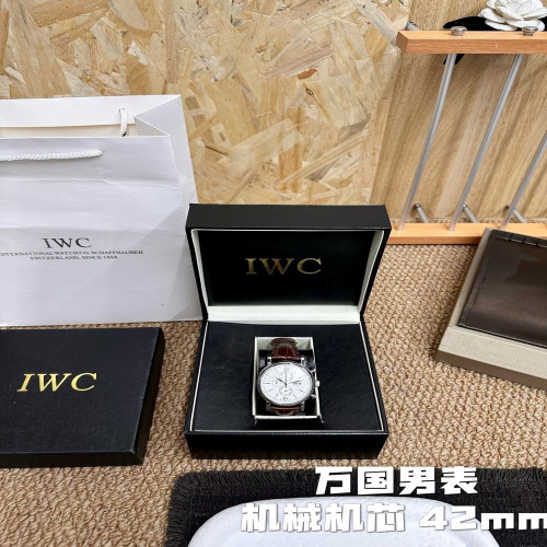 IWC샤프하우젠 파일럿 컬렉션 문페이즈 42mm 가죽 스트랩 워치