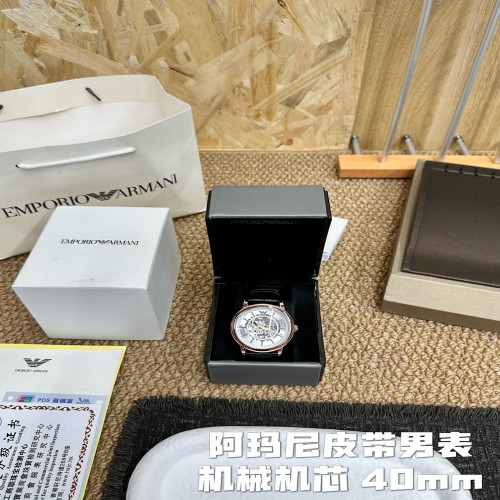 아르마니 316L 스테인리스 45mm 기계식 가죽 워치