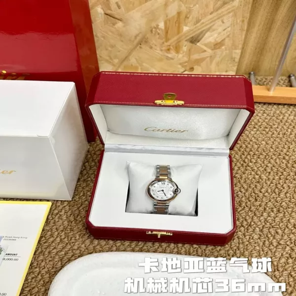 까르띠에 블루 발롱 36mm 스틸 브레이슬릿 오토매틱 워치