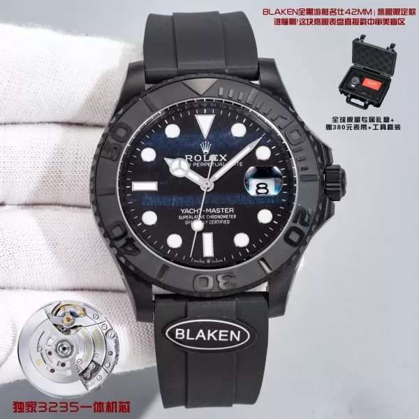 롤렉스 요트마스터 42mm 블래컨 올블랙 이글아이 러버 워치