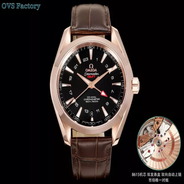 오메가 씨마스터 150 GMT 43mm 가죽 스트랩 워치
