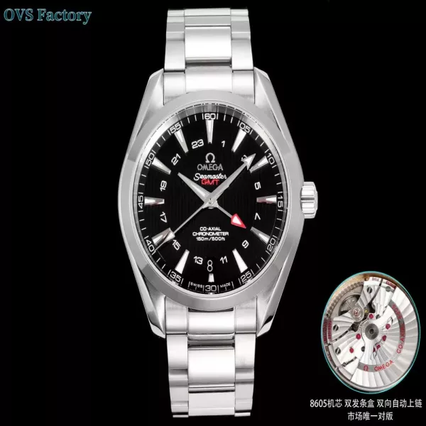오메가 씨마스터 150 GMT 티크 패턴 43mm 오토매틱 워치