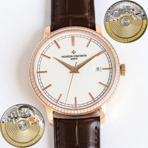 바쉐론콘스탄틴 트래디셔널 대삼침 40mm 오토매틱 가죽 워치