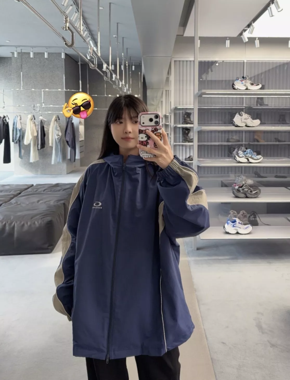 발렌시아가 트랙수트 새틴 배색 후드 집업 재킷 상세 이미지 10