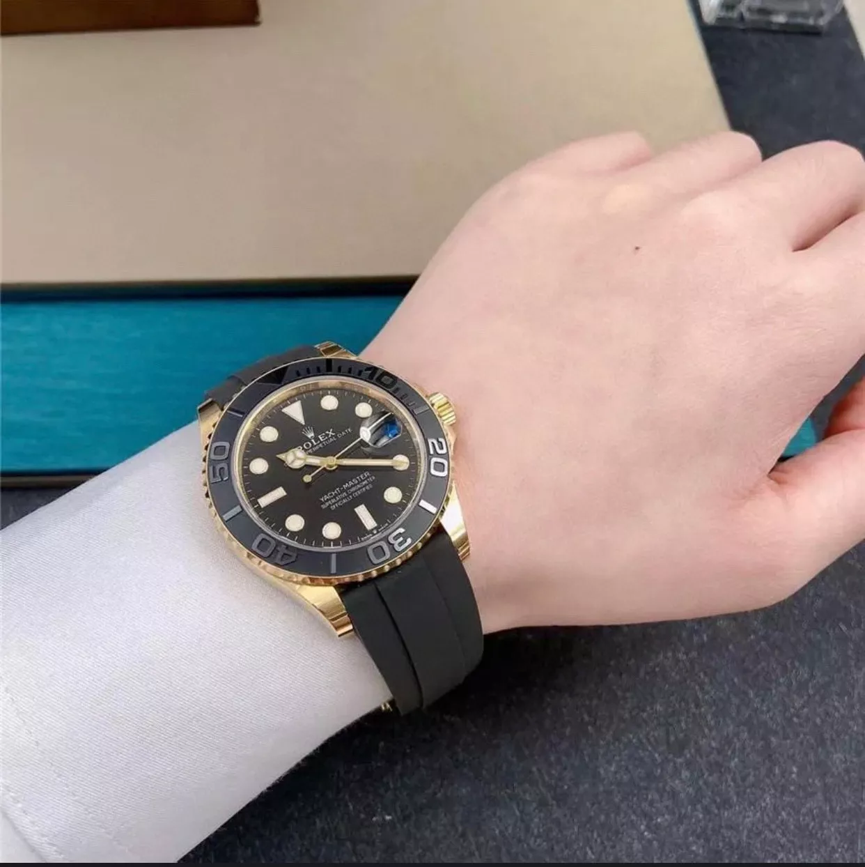 롤렉스 요트마스터 42mm 세라믹 베젤 러버 스트랩 워치 상세 이미지 32