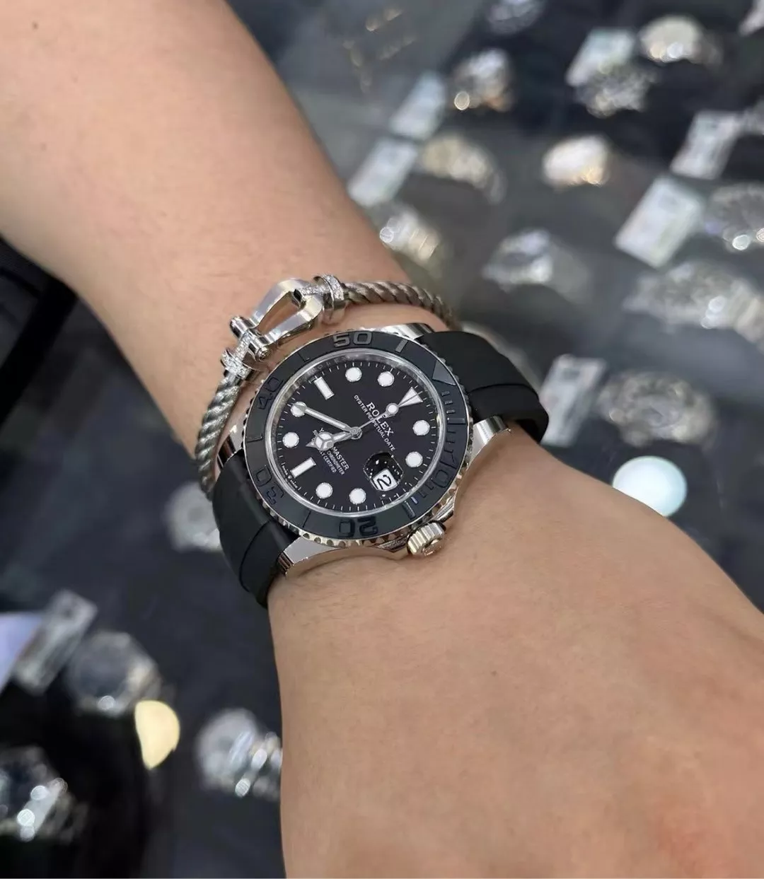 롤렉스 요트마스터 42mm 세라믹 베젤 러버 스트랩 워치 상세 이미지 39