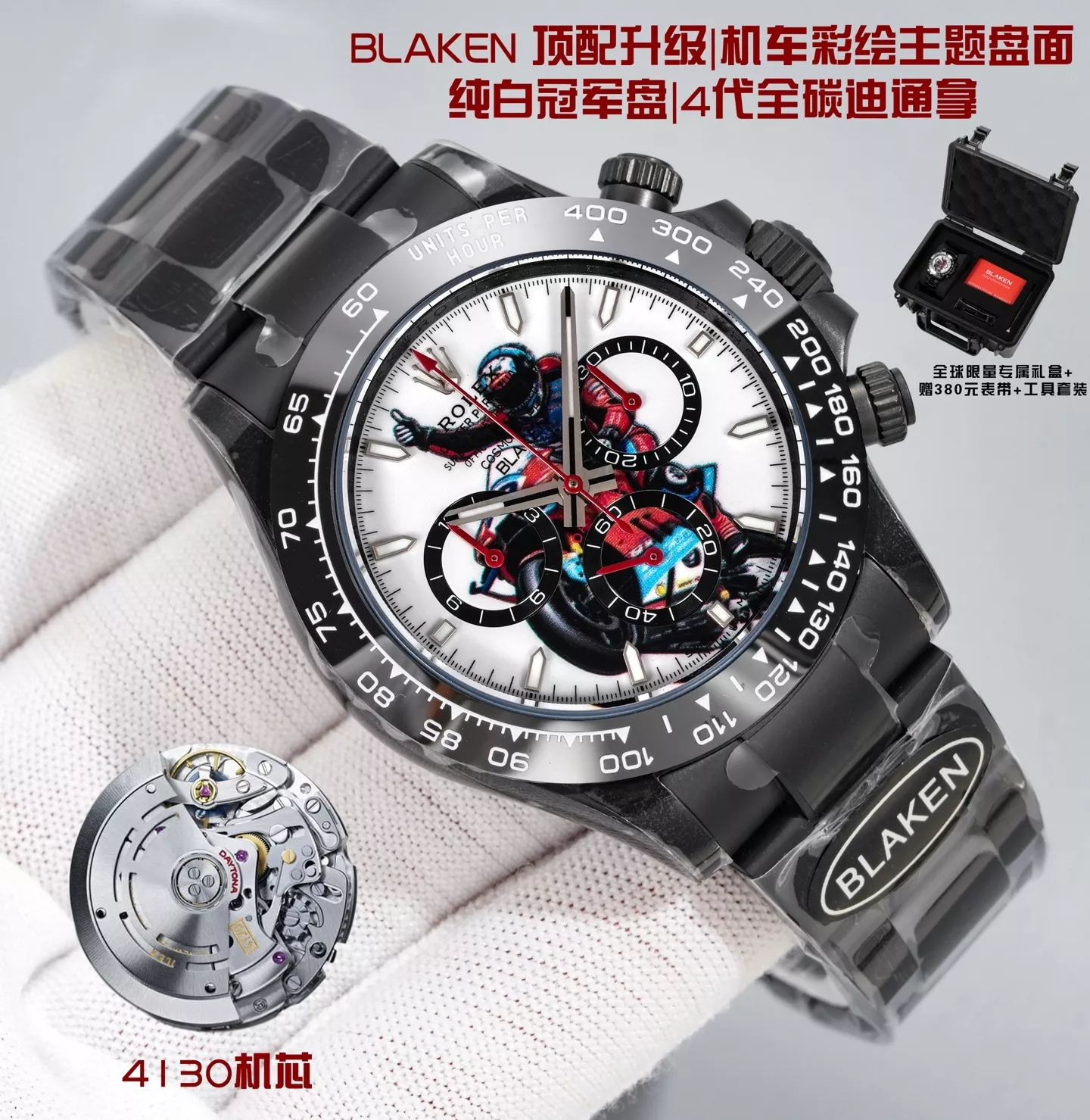 롤렉스 헐크 테마 듀얼 다이얼 40mm 카본 크로노그래프 워치 상세 이미지 2