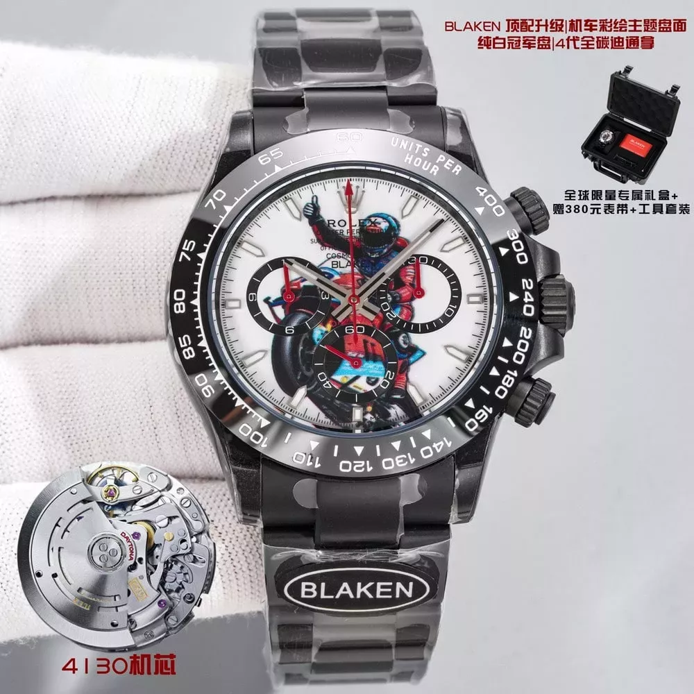 롤렉스 헐크 테마 듀얼 다이얼 40mm 카본 크로노그래프 워치