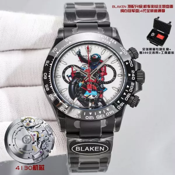 롤렉스 헐크 테마 듀얼 다이얼 40mm 카본 크로노그래프 워치