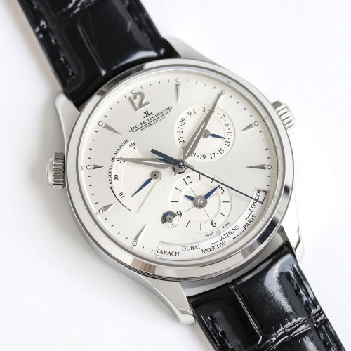 예거르쿨트르 마스터 지오그래픽 39mm 가죽 스트랩 오토매틱 워치