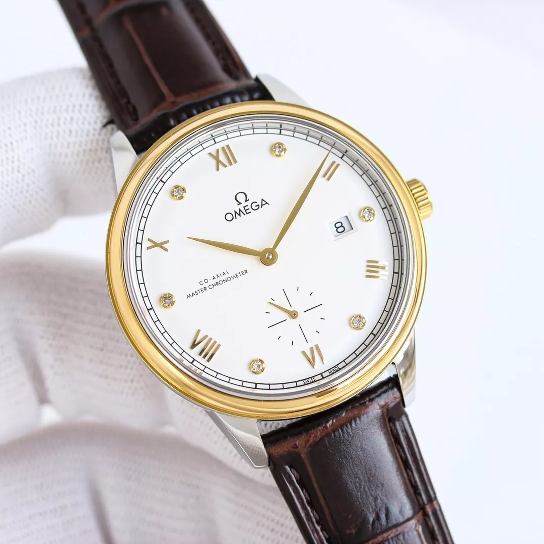오메가 드 빌 프레스티지 스몰세컨즈 41mm 가죽 스트랩 워치 상세 이미지 5