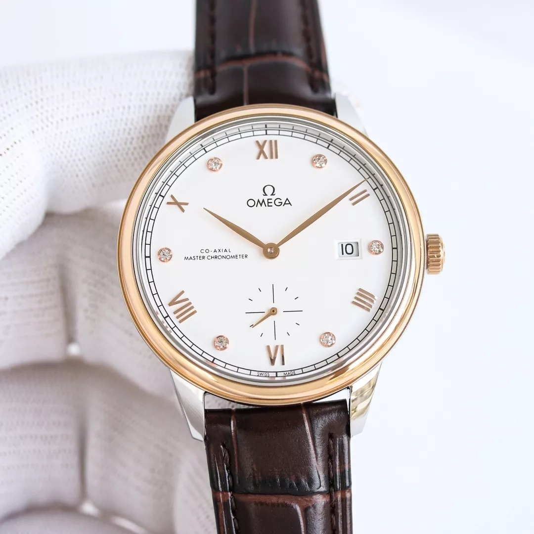오메가 드 빌 프레스티지 스몰세컨즈 41mm 가죽 스트랩 워치 상세 이미지 1