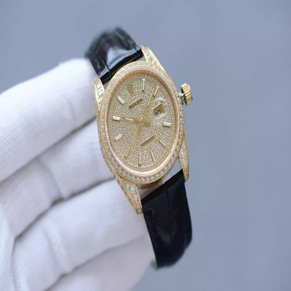 롤렉스 풀다이아 다이얼 사파이어 크리스탈 32mm 가죽 워치
