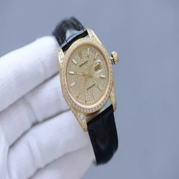 롤렉스 풀다이아 다이얼 사파이어 크리스탈 32mm 가죽 워치